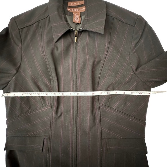 Bandolino Women's Black and Pink Stripe Zip Up Jacket Size 12 - Picture 4 of 6